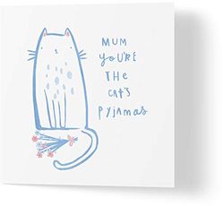 Mum, Your the Cat's PJ's - Mother's Day Card - Made from Recycled Materials - Greeting Cards for Dad - Made by UK Independent Artists - Compostable Packaging
