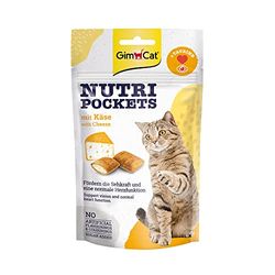 GimCat Nutri Pockets kaas - Knapperige kattensnack met crèmige vulling en functionele ingrediënten - 1 zak (1 x 60 g)