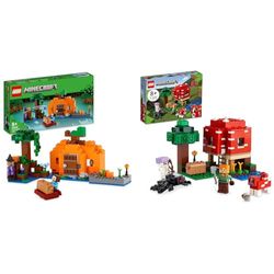 LEGO 21248 Minecraft La Granja-Calabaza Casa de Juguete de Construcción con Rana, Barco & 21179 Minecraft La Casa-Champiñón, Juguete para Niños, Idea de Regalo con Figuras de Alex