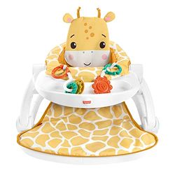 Fisher-Price Draagbaar Babystoeltje met bakje voor snacks, BPA-vrij bijtspeeltje en een klikker, zacht giraffekussentje, Zittend Spelen Vloerstoeltje