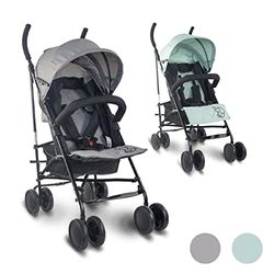 Mobiclinic®, Carrito bebe, Elefant, Marca Española, Plegable, Respaldo reclinable, Doble sistema de seguridad, Ruedas extraíbles, Arnés ajustable 5 puntos, Silla de paseo ligera, Gris y negra