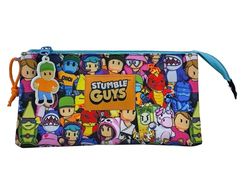 CyP Brands Stumble Guys Pennenetui met 3 vakken, 5 vakken, schoolmateriaal, veelkleurig etui, officieel product, Meerkleurig, M