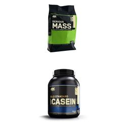 Optimum Nutrition Serious Mass Vanilla 5.44kg with Casein Vanilla 1.82kg