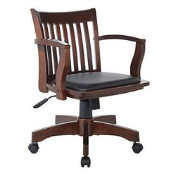 Office Star Deluxe Wood Bankers krzesło na biurko z czarnym wyściełanym siedziskiem, espresso
