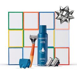Harry's Core Shave Essentials Holiday Men's Gift Set, Includes Weighted Handle, 3 Refills, Razor Blade Travel Cover and Shaving Gel