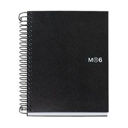 Miquelrius - Notebook The Original, 6 strisce colorate, copertina in polipropilene opaco, formato A5 (148 x 210 mm), 2 trapani, 150 fogli da 70 g/m², a righe orizzontali 7 mm, colore nero