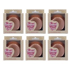Baked with Love Rose Gold Foil Baking Cases, 300 Foil Baking Cups, Greaseproof Cupcake Cases, Silver, 6 Packs of 50 Cases
