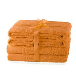 AmeliaHome Set di asciugamani arancione 4 asciugamani 50 x 100 cm e 2 teli doccia 70 x 140 cm 100% cotone qualità assorbente Amari