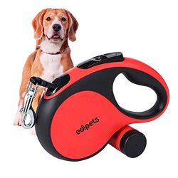 Edipets, Uittrekbare/intrekbare hondenlijn, 3, 5 en 8 m, flexibel, voor training en wandelingen, voor kleine, middelgrote en grote honden (Rood, 8 meter)