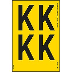 V Safety One Letter Sheet - K - 13mm Character Height - 300x200mm - Yellow Adhesive Vinyl