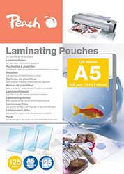 Peach Pellicole plastificatrici A5 – 125 mic – 125 pouches – Lucide – Qualità premium per i migliori risultati di laminazione – Compatibile con dispositivi di tutte le marche – PP525-03P