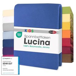 CelinaTex Jersey hoeslaken Lucina voor Kids 60x120-70x140cm koningsblauw 100% gekamd katoen superzacht hoeslaken, beddengoed, elastisch, stretch, Oeko-Tex