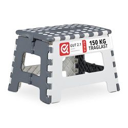 Relaxdays opstapje inklapbaar, lage opstapkruk voor caravan & keuken, tot 120 kg, kunststof, 22,5x32x25 cm, grijs/wit
