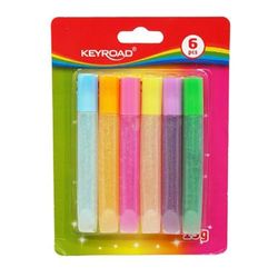 KEYROAD KR971938 - Colla glitterata, 6 x 10 g, blister/lavabili, con glitter, per uso scolastico per bambini, decorazione e creazioni creative, effetto 3D, colori fluorescenti