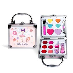 MARTINELIA - Mini Valisetta per il trucco per bambini - Set di bellezza Fata - 6 ombretti + 6 lucidi + 1 rossetto + 2 pennelli + 2 anelli - Trucco per bambini - Confezione regalo ragazza