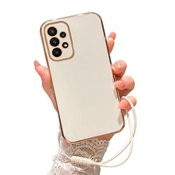 KuDiNi Funda para Galaxy A32 5G, Funda Samsung A32 para Mujeres y niñas, galvanoplastia, Bonita y estética, Bonita y Bonita, protección de TPU Suave a Prueba de Golpes para cámara Completa (Blanco)