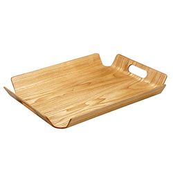 Point-Virgule PV-LIV-1141 Bandeja com bordas elevadas e alças de madeira 55 x 40 x 5 cm