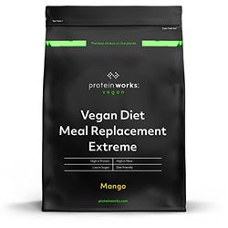 Protein Works| Sustituto de comidas vegano extremo | Mango Smoothie | Asequible, Sano y Rápido | Proteína vegana en polvo con soja, guisantes y calabaza | 2kg