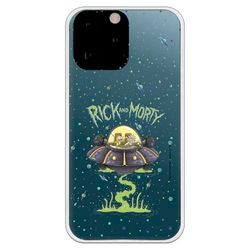 Personalaizer Flexibele beschermhoes, compatibel met iPhone 15 Pro Max Rick & Morty UFO