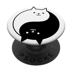 Gatti Carino Yin Yang Yoga Zen Kitty Gatto Bianco e Nero PopSockets PopGrip Intercambiabile