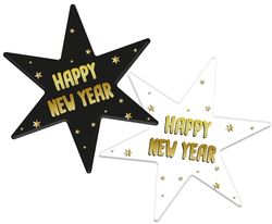 Folat 63754 Onderzetters BlackGold HNY-12 x 14 cm 6 stuks oudejaarsavond decoratie, nieuwjaar oudejaarsavond decoratie, gelukkig nieuwjaar, Happy New Year, meerkleurig