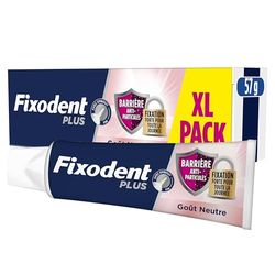 Fixodent Plus Barrière Anti-Particules Crème Adhésive pour prothèses Totales & Partielles 57ml