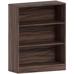 Vida Designs Cambridge 3 nivåer låg bokhylla, valnöt trä hyllor display förvaringsenhet kontor vardagsrum möbler