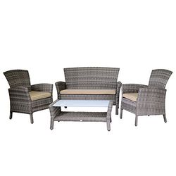 Vacchetti 6443700000 Salotto Amalia Polyrattan con Cuscini 4 Pezzi Smontato, Grigio, Grande