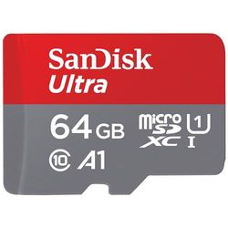SanDisk Ultra Android microSDXC UHS-I Memory Card 64GB + Adapter (for Smartphones and Tablets, A1, Class 10, U1, Full HD Videos, Up to 140MB/s Read Speed)