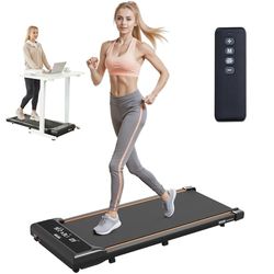 VEVOR Walking Pad Onder Het Bureau, Werkende Loopband Met 120 Kg Draagkracht, Draagbare Pad Met 2,5 Pk, Afstandsbediening, Led-Display, 1-6 Km/u, Zwart