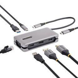 StarTech.com Adaptador Multipuertos USB-C - HDMI/DP 4K a 60Hz - Hub Ladrón USB de 3 Puertos - Power Delivery de Paso de 100W - GbE - Docking Station USB Tipo C de Viajes - Cable de 30cm (DKT31CDHPD3)