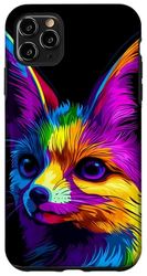 Carcasa para iPhone 11 Pro Max Colorido Fennec Fox Face Cute Animal Lover Hombres Mujeres Negro