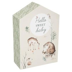 Cadeauset voor geboorte, huis, bos, atmosfera