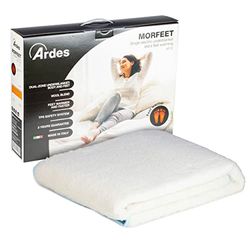 Ardes | Ar4F11 Scaldaletto Singolo Elettrico Morfeet Coperta Riscaldante 60W, Scaldaletto Singolo Elettrico 2 Zone Calde, Termocoperta Singola Elettrica 100% Pura Lana, Bianco