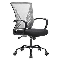 SONGMICS Fauteuil de bureau en toile, Chaise ergonomique, Siège, pivotant, réglable en hauteur, mécanisme d’inclinaison, siège et dossier en toile respirante, bureau, charge 120 kg, Gris OBN022G01