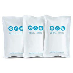 Brica by Munchkin Clean-to-Go doekjespakket met navullingen, inclusief 90 ongeparfumeerde hand- en gezichtsdoekjes, 99% waterdoekjes met kamille en aloë