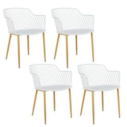 HOME DECO FACTORY THE Malaga-Set di 4 sedie da Esterno, Colore: Bianco, Polipropilene Ferro, 54.1 x 80 x 62.2 cm