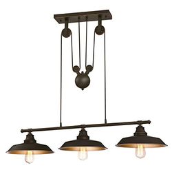 Westinghouse Three-Light Indoor Island Pulley Pendant polias, bronze óleo, candeeiro de teto suspenso com 3 luzes