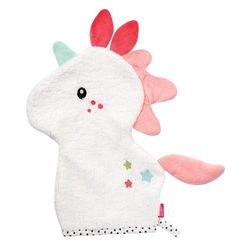 Fehn 057270 Waschhandschuh Einhorn/Waschlappen mit Tiermotiv für fröhlichen Badespaß, für Babys und Kinder ab 0+ Monaten