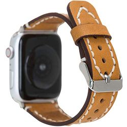 Venta - Correa de piel para Apple Watch 1/2/3/4/5, compatible con Apple Watch (42-44 mm/beige arena/VA3-V9) + juego de adaptadores plateado