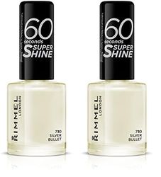 Rimmel 60 Seconds Super Shine Nail Polish - Silver Bullet (Pack of 2)