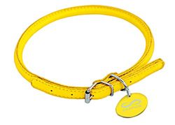 Chapuis Sellerie Glamour - Collare regolabile, rotondo, in pelle, per cane/gatto, giallo