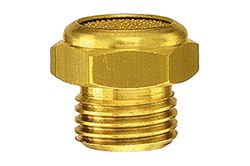 Silenciador plano de bronce sinterizado, G 3/4 a, SW 27 mm, presión de funcionamiento 0-8 bares, temperatura de funcionamiento -10 °C hasta 250 °C
