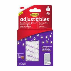 Command Adjustables Repositionable Clips 12 Clips + 24 strips/PK 17840CLR-12UKN