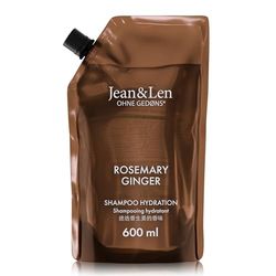 Jean & Len Shampoo Moisture Rosemary & Ginger, Refill Bag, for Dry & Brittle Hair, cleanses & nourishes noticeably, Spicy-Fresh Fragrance, Without silicones and parabens, Refill Pack 600 ml