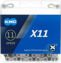 KMC Unisex's X11 ketting, zilver/zwart, 114 schakel