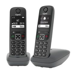 Gigaset A695 Duo - téléphone DECT sans Fil - Grand écran à Haut Contraste - Excellente qualité Audio - profils sonores réglables - Fonction Mains Libres - Protection d'appels indésirables, Gris