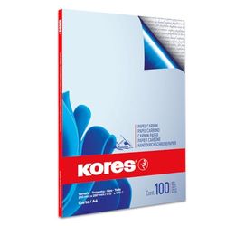 Kores - Blue Carbon Paper for Handwriting, No Smearing and Reusable, School and Office Supplies, Format A4, 21 x 29.7 cm, Pack of 100 Sheets, Handwriting, Blue, 100 Sheets