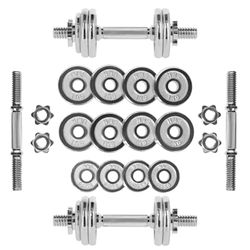 HMS 15 kg verchroomde gewichten met fitnesskoffer