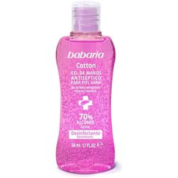 Babaria - Gel de Manos Antiséptico Cotton, Desinfectante, con Algodón y Rosa Mosqueta, Protege, Cuida, Hidrata y Nutre la Piel, con Perfume Floral, 70% de Alcohol, Sin Aclarar - 50 ml